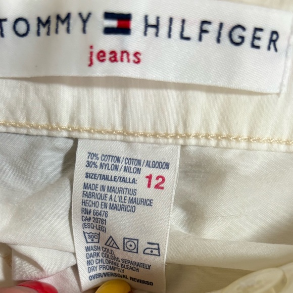 Tommy Hilfiger White Cotton Nylon Drawstring Wide Leg Pants Size 12 - Picture 3 of 3